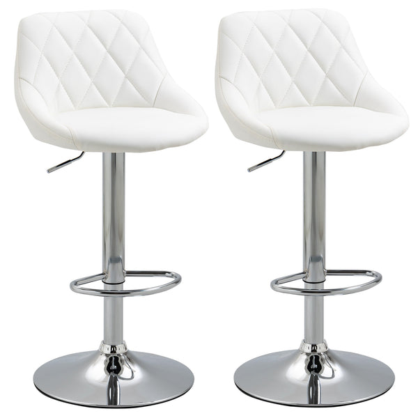 Set 2 Sgabelli da Bar 51,5x48x83-104 cm in Similpelle Bianchi prezzo