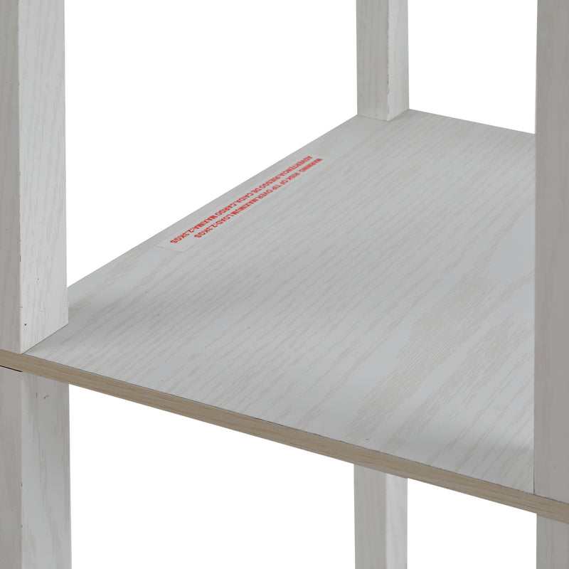 Lampada da Terra con Attacco E27 26x26x160 cm con 3 Mensole e Interruttore a Pedale in MDF e Tessuto Bianco  