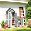 Set 2 Armadi Porta Attrezzi da Esterno Porte con Blocco in Legno di Abete Grigio Chiaro   