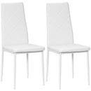 Set 2 Sedie 41x50x97 cm con Schienale Alto in Finta Pelle e Acciaio Bianco 
