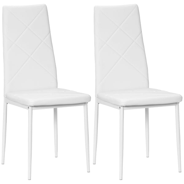 sconto Set 2 Sedie 41x50x97 cm con Schienale Alto in Finta Pelle e Acciaio Bianco