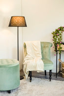 Pouf Poggiapiedi Contenitore Ø55x55 cm in Velluto Soriani Verde Tiffany