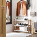 Scarpiera 3 Ripiani in MDF e Legno di Mabù 70x26x57,5 cm  Bianca