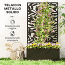 Fioriera con Spallier 61x23x113 cma per Rampicanti Montaggio a Parete o a Terra in Acciaio Nero      