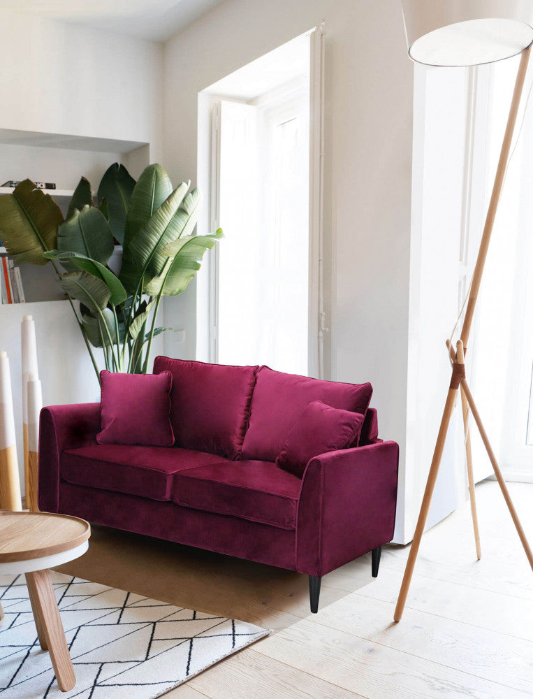 Divano 2 Posti Chandler 152x81x89 h cm in Velluto Rosso