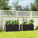 Set 2 Pezzi Aiuola Rettangolare Rialzata senza Fondo 120x60x60 cm in Acciaio Zincato Grigio Scuro   