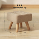 Pouf Poggiapiedi 27x27x26 cm Gambe in Legno di Caucciù Portata Fino a 110 kg in Tessuto Effetto Lino Marrone      