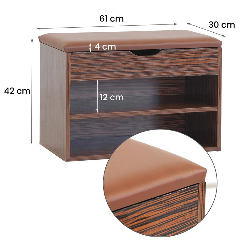 Scarpiera Panca 60x30x42 cm in Legno Melaminico Scuro