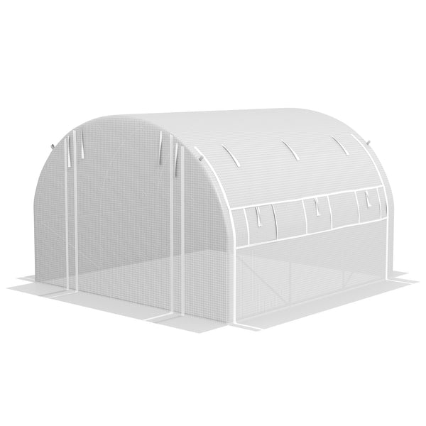 acquista Serra a Tunnel con Porta e 8 Finestre Avvolgibili 3x3m Rivestimento in PE Bianca