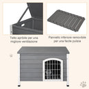 Cuccia per Cani Impermeabile da Esterno 80x55x53.5 cm in Legno Grigio