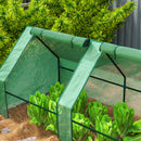 Mini Serra da Giardino 360x90x90 cm a 4 Porte Arrotolabili con Copertura Allungata in Acciaio e PE Verde      