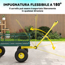 Carrello da Giardino 104x54x51 cm con Capacità 200 kg e Pareti Laterali Rimovibili in Acciaio Verde e Giallo      