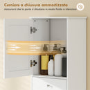 Mobile Alto da Bagno 45x30x171 cm con Cesto per Biancheria a Ribalta in Legno Bianco      