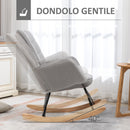 Poltrona a Dondolo Imbottita Rivestimento Bouclé 71x98x101 cm Grigio  
