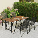 Tavolo da Giardino 160x90x75 cm Piano a Doghe in Legno di Acacia Gambe in Acciaio Colore Teak  
