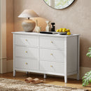 Cassettiera Camera da Letto Scanalata 120x40x78 cm con 6 Cassetti Maniglie e 5 Gambe in MDF e Truciolato Bianco      