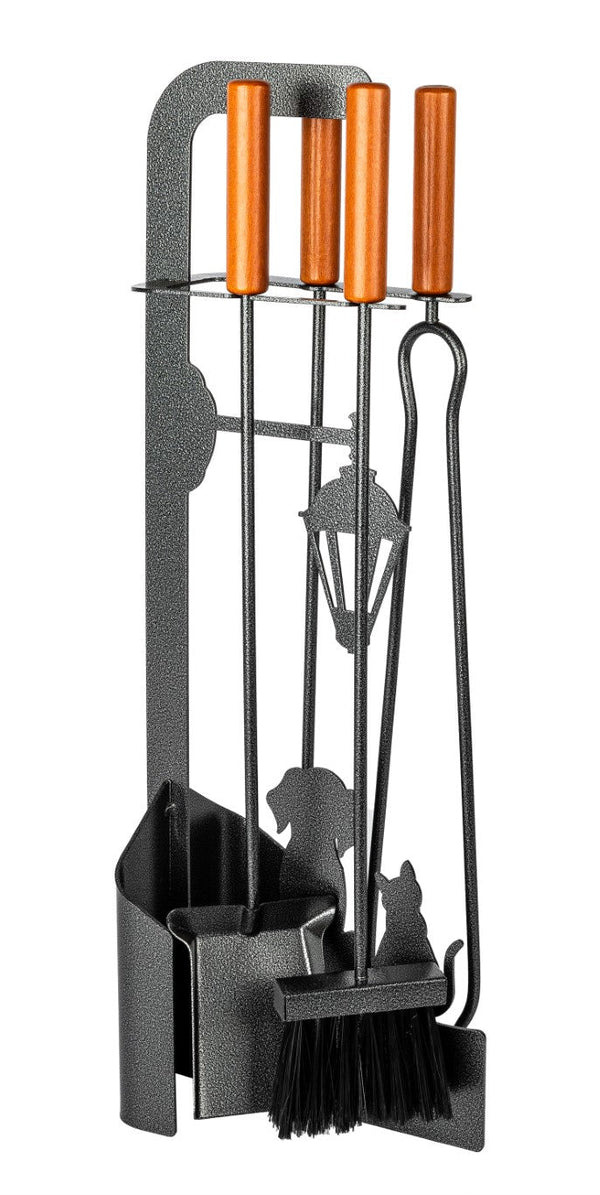 Set Camino 4 Pezzi in Ferro Verniciato Grigio Martellato sconto