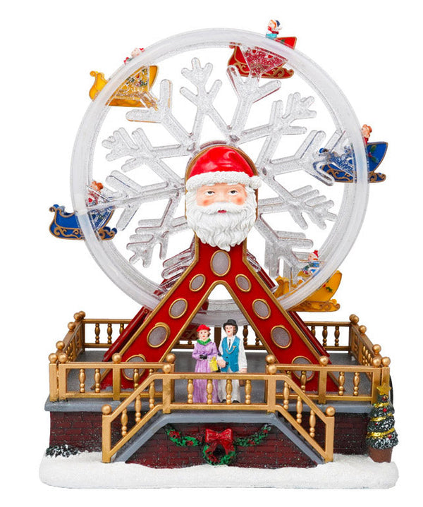 Villaggio Natalizio 34x19x26 cm in Resina con Ruota Panoramica Musica e Luci online