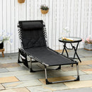 Lettino Prendisole Pieghevole da Giardino 188x57x30 cm in Acciaio e Tessuto Oxford Nero