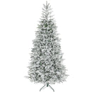 Albero di Natale Innevato Alto 210 cm con 1154 Rami Realistici e Base in Metallo Pieghevole Bianco      