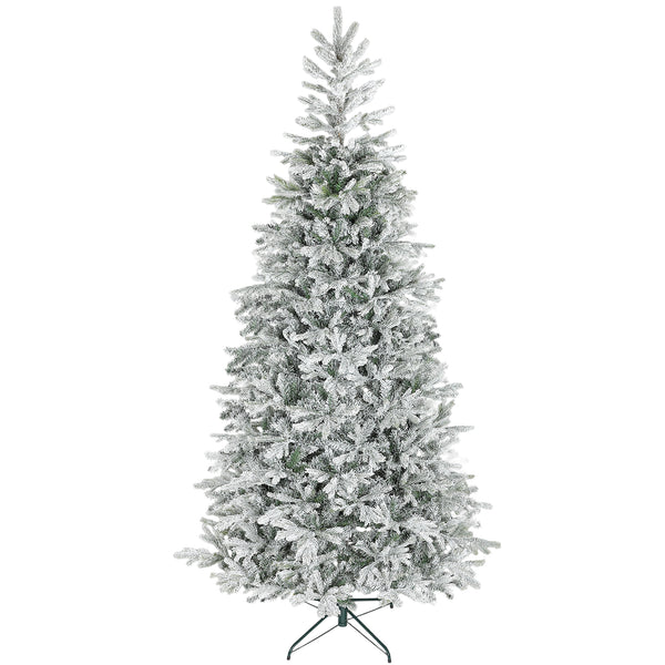 Albero di Natale Innevato Alto 210 cm con 1154 Rami Realistici e Base in Metallo Pieghevole Bianco online