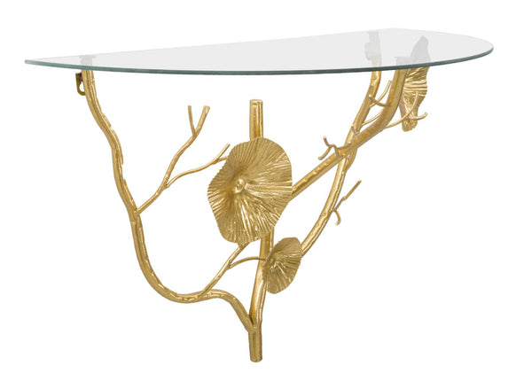 Comodino da Muro Tisty 60x40x30 cm in Ferro e Vetro Oro acquista