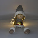 Pupazzo in Tessuto angelo crema con Led e cuore seduto cm 11x18xh56