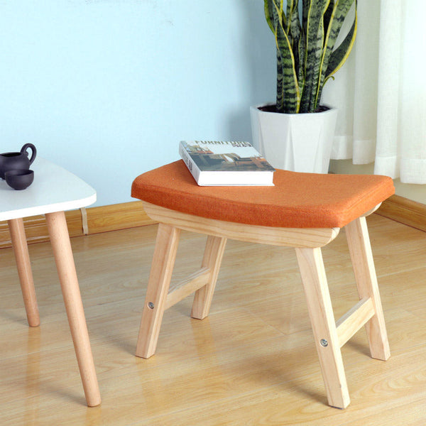 online Sgabello in Tessuto e Legno di Pino 48x33x42 cm Fumer James Arancione