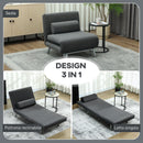 Poltrona Letto Singolo 3 in 1 75x70x75 cm in Tessuto Effetto Lino Grigio Scuro   