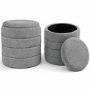 Set 2 Pouf Contenitori 43x45 cm e 35x40 cm Seduta Imbottita Rivestimento Bounclè Grigio      