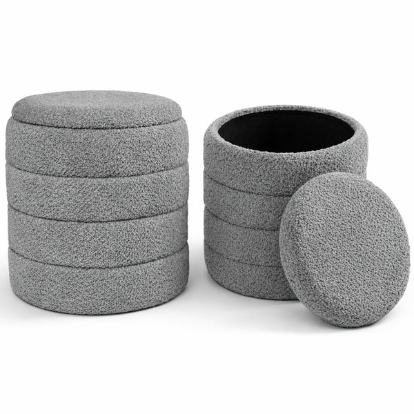 prezzo Set 2 Pouf Contenitori 43x45 cm e 35x40 cm Seduta Imbottita Rivestimento Bounclè Grigio
