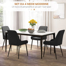 Set 4 Sedie Trapuntate a Diamante 49x60x89 cm Imbottite in Pelle PU Nero 