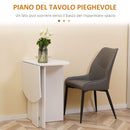 Tavolo da Pranzo Pieghevole Salvaspazio 90x60x74 cm in Legno Bianco