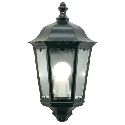 acquista Lampada Applique Mezza Lanterna Esagonale Grande Colore Nero per Esterno Linea Wall Sovil