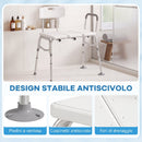 Sedia per Vasca da Bagno 86x60x89-101 cm con Schienale e Bracciolo Altezza Regolabile in 10 Livelli Fino a 136 kg Bianco      