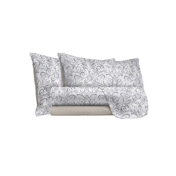 Set lenzuola stampa sopra Sotto e Federe Ornato Grigio Varie Misure online