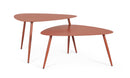 Set 2 Pezzi Tavolini per Esterno in Acciaio Verniciato Yvonne Sagom Terracotta  