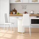 Set 2 Sedie 41x50x97 cm con Schienale Alto in Finta Pelle e Acciaio Bianco 