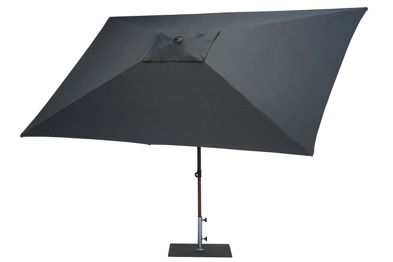 Ombrellone da Giardino 3x2 m Palo Ø38 mm in Alluminio Effetto Legno Tessuto Poliestere Trend Wood Antracite