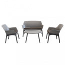Set Salotto da Giardino Divano 2 Poltrone e Tavolino con Cuscini in Plastica Taupe