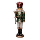 Soldatino Schiaccianoci in resina verde con led cm 14,5x11xh47