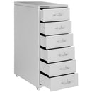 Cassettiera 6 Cassetti e 4 Ruote per Ufficio/Casa in Acciaio Grigio