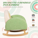 Poltrona per Bambini 18-36 Mesi 50x45x44 cm con Braccioli e Imbottitura Spessa in Sherpa e Legno di Eucalipto Verde      