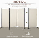 Paravento Separè 3 Pannelli 253x50x182 cm in Metallo e Poliestere Beige