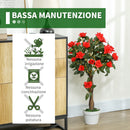 Set 2 Piante Artificiali Camelie con 21 Fiori per Interni con Vaso in PE Arancione  