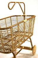 Culla per Bambini in Rattan Ruote in Legno Norma
