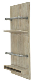 Porta Bottiglie-Bicchieri Tube Verticale 34x12x76 cm MDF e in Ferro Naturale e Argento