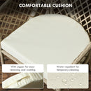 Set Tavolo e 4 Poltrone da Giardino con Cuscini in Acciaio e Rattan PE Cachi
