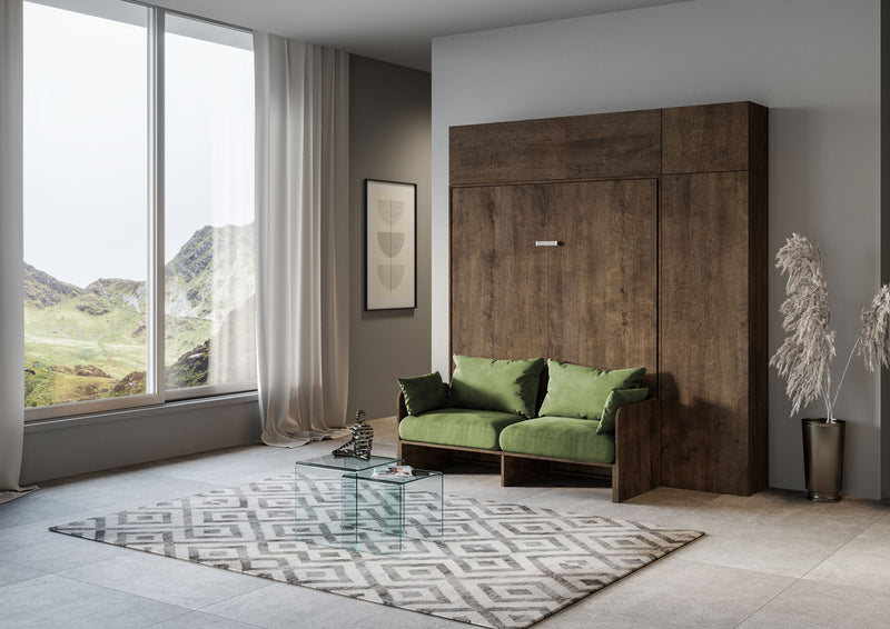 Letto Matrimoniale A Scomparsa 160 Kentaro Con Divano E Mobili Noce e Verde      