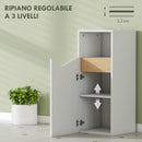 Mobiletto Bagno 30x30x71,5 cm con Armadietto con Anta Ammortizzata e Vano Aperto in Legno Bianco e Legno      